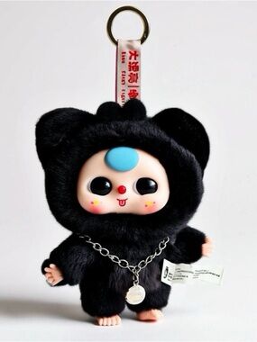 Baby Three Cats & Dogs Plush Pendant Black Coal Ball